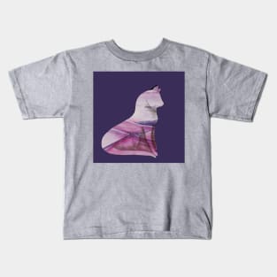 Pretty kitty purple mountain watercolor Kids T-Shirt